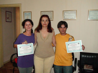Profa. Rafaela, Dra. Selma Milhomens e o Prof. Cristiano